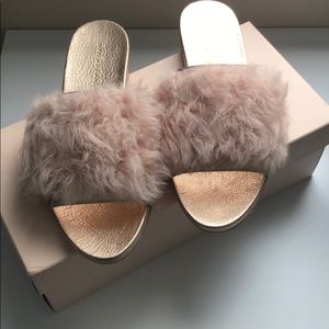Loeffler Randall Real Fur Slides.